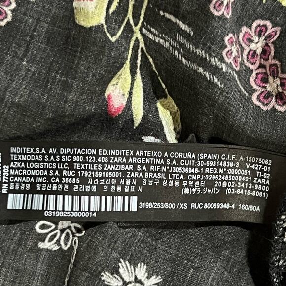 Zara Black Boho Printed Floral Dress Maxi Long Women’s Extra Small Rare Unique - Picture 9 of 10